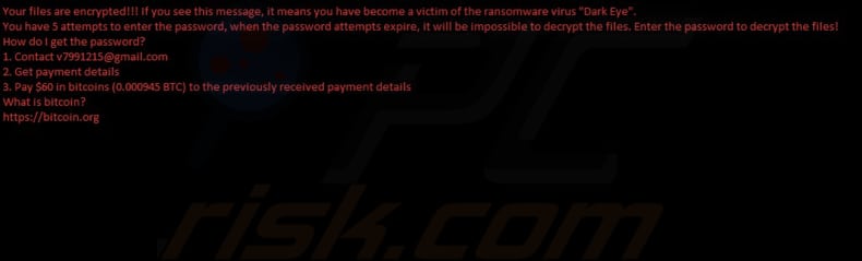 Dark Eye ransomware tapeta