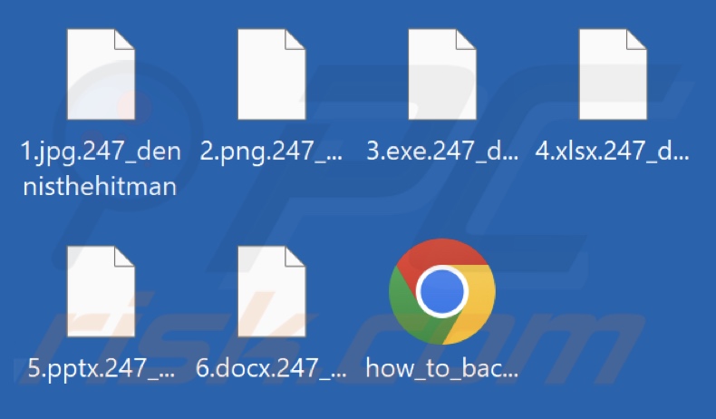 Pliki zaszyfrowane przez DennisTheHitman ransomware (rozszerzenie .247_dennisthehitman)