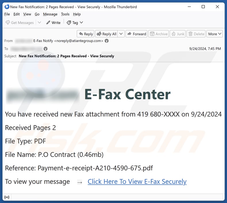 E-Fax Center Kampania spamowa e-mail