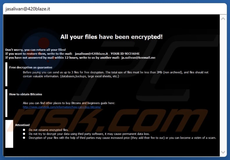 Ior ransomware okup (pop-up wiadomość)