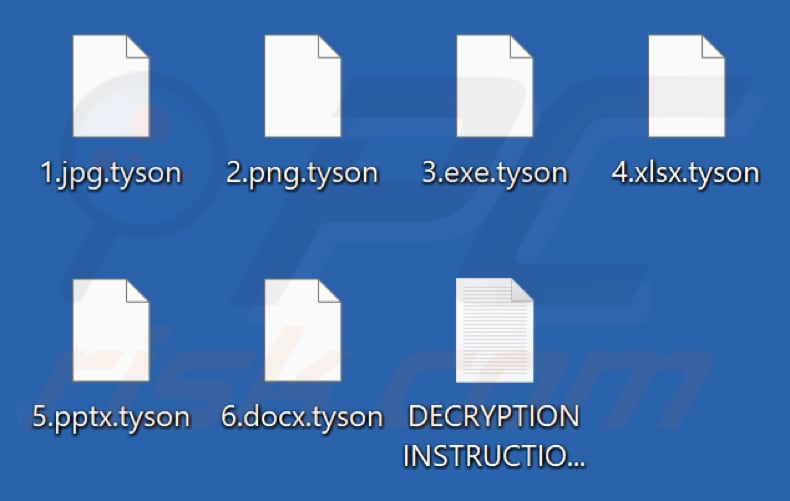 Pliki zaszyfrowane przez ransomware Tyson (rozszerzenie .tyson)