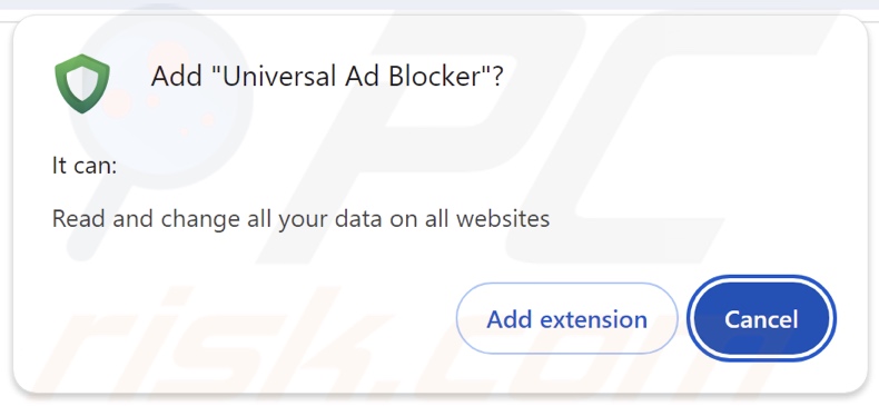 Universal Ad Blocker prosząc o różne uprawnienia