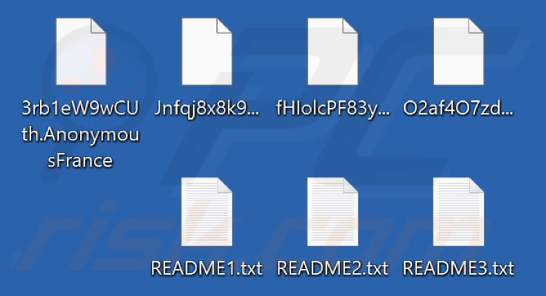 Pliki zaszyfrowane przez ransomware Anonymous France (rozszerzenie .AnonymousFrance)