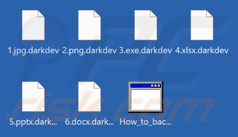 Pliki zaszyfrowane przez ransomware DarkDev (rozszerzenie .darkdev)