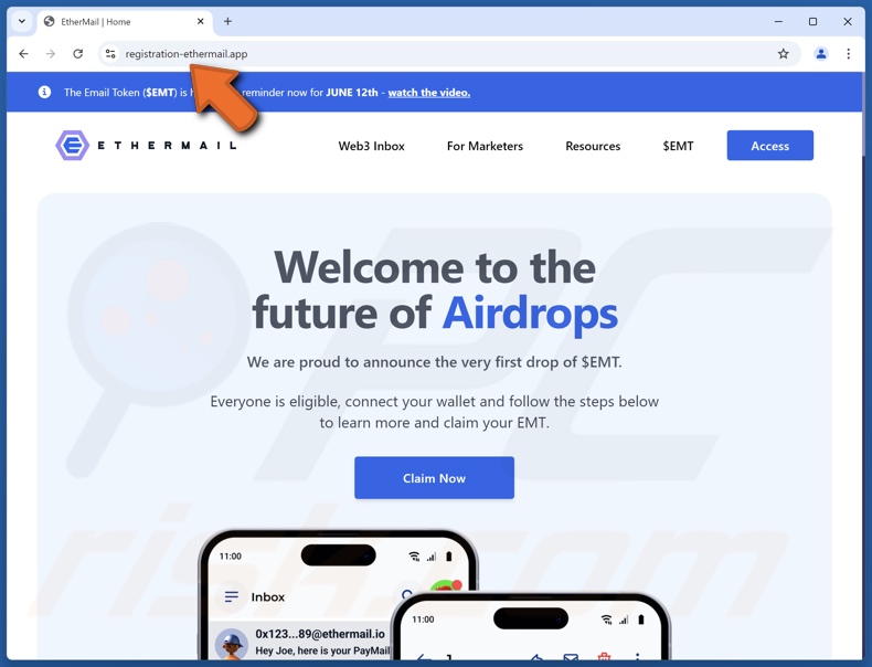 EtherMail ($EMT) Airdrop oszustwo