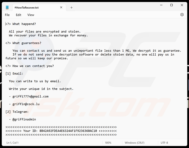 Griffin ransomware uwaga - #HowToRecover.txt