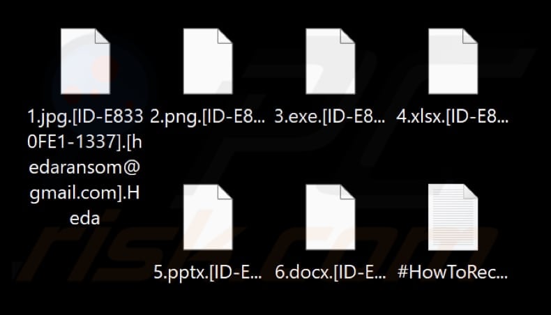 Pliki zaszyfrowane przez ransomware Heda (rozszerzenie .Heda)