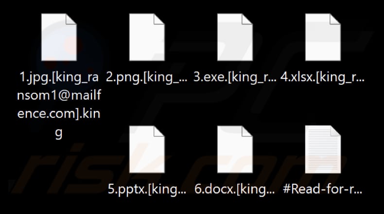Pliki zaszyfrowane przez King ransomware (rozszerzenie .king)