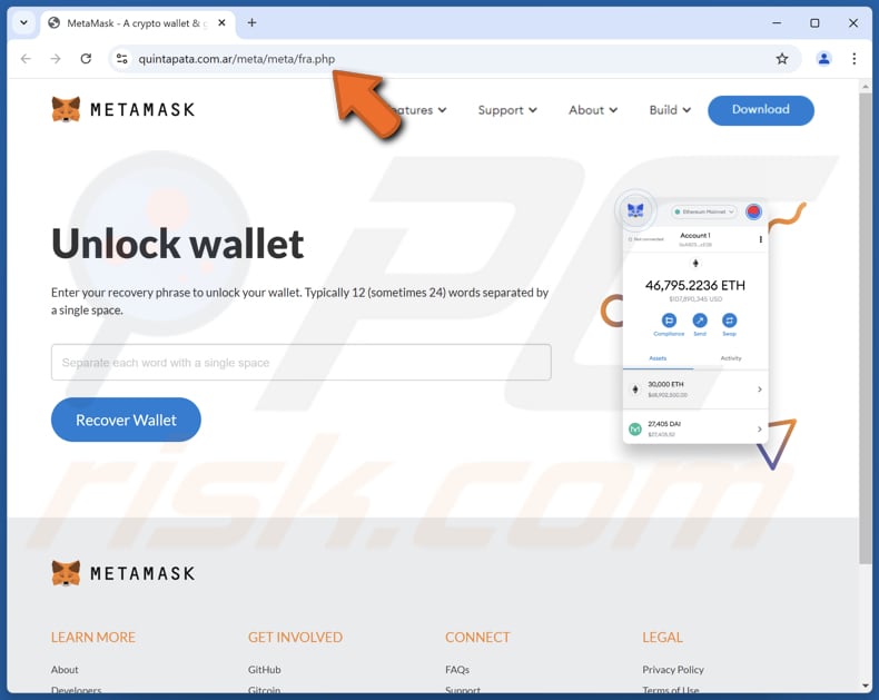 MetaMask Wallet Verification oszustwo fałszywa strona