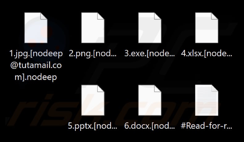 Pliki zaszyfrowane przez ransomware NoDeep (rozszerzenie .nodeep)