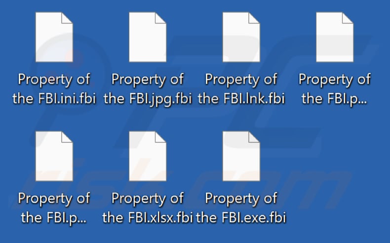 Pliki zaszyfrowane przez ransomware Property Of The FBI (rozszerzenie .fbi)