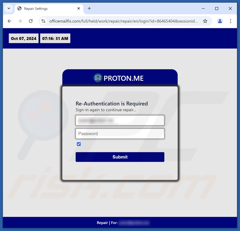 Proton.me oszukańcza wiadomość e-mail promowała witrynę phishingową