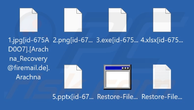 Pliki zaszyfrowane przez ransomware Arachna (rozszerzenie .Arachna)