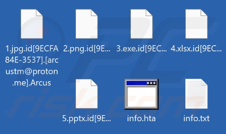 Pliki zaszyfrowane przez ransomware Arcus (rozszerzenie .Arcus)