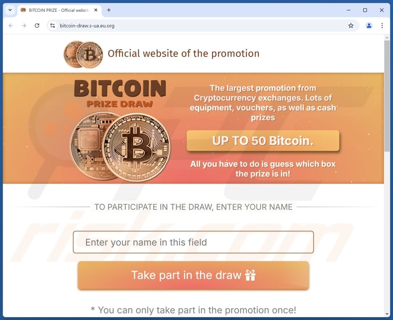 Bitcoin Prize Draw oszustwo