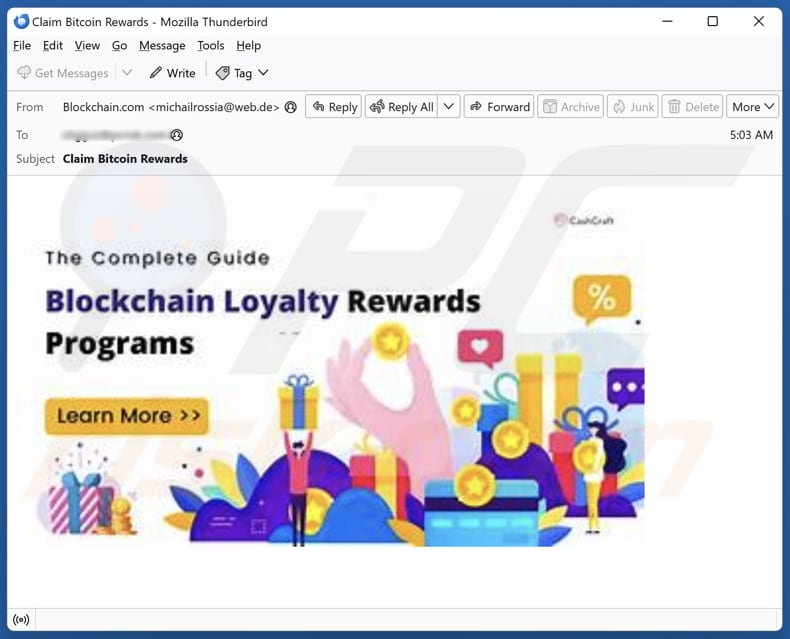 Blockchain Rewards drugi wariant oszustwa e-mailowego