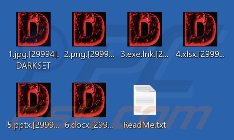 Pliki zaszyfrowane przez ransomware DARKSET (rozszerzenie .DARKSET)