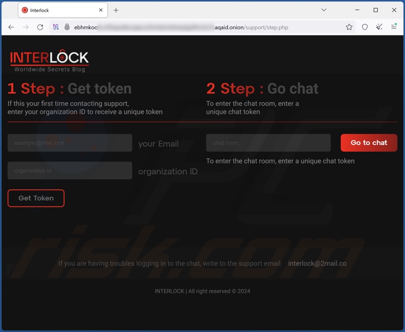 Interlock ransomware strona czatu na Torze