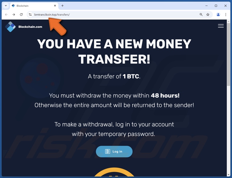 Blockchain.com Money Transfer oszustwo