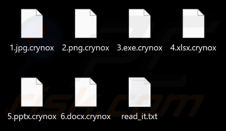 Pliki zaszyfrowane przez ransomware Crynox (rozszerzenie .crynox)
