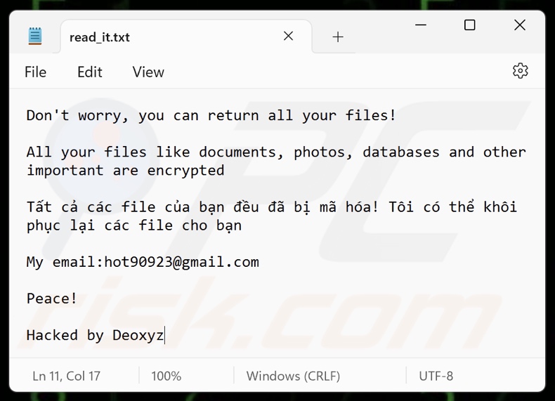 Deoxyz ransomware okup (read_it.txt)