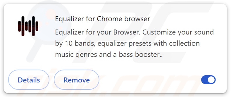 Equalizer dla przeglądarki Chrome adware