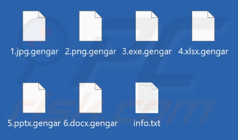 Pliki zaszyfrowane przez ransomware Gengar (rozszerzenie .gengar)