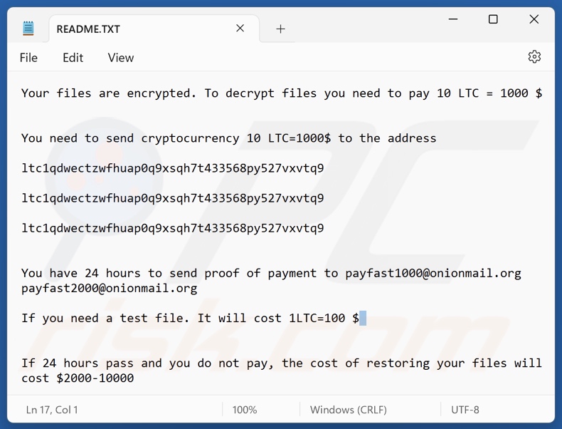 GURAM ransomware okup (README.txt)