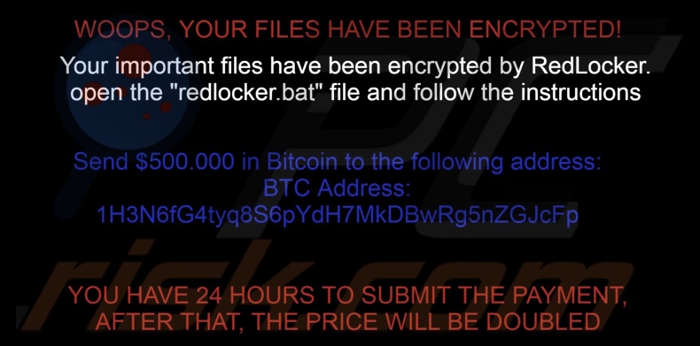 RedLocker ransomware tapeta