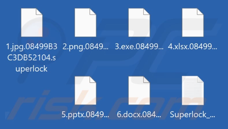 Pliki zaszyfrowane przez ransomware SUPERLOCK (rozszerzenie .victim's_ID.superlock)