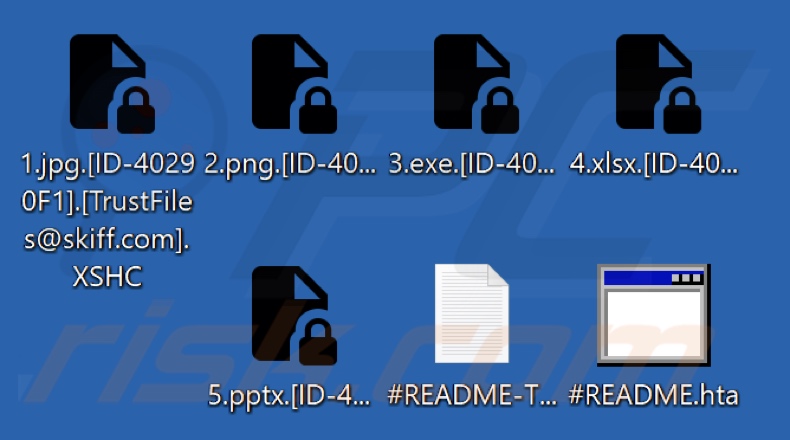Pliki zaszyfrowane przez TRUST FILES ransomware (rozszerzenie .XSHC)