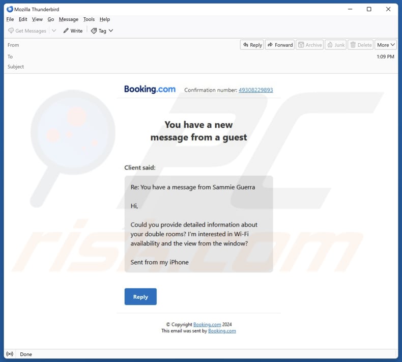 booking.com email drugi wariant oszustwa