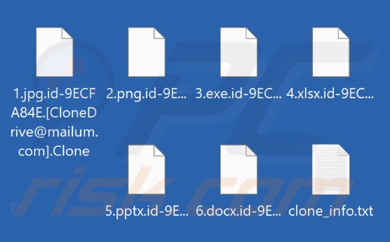 Pliki zaszyfrowane przez ransomware Clone (rozszerzenie .Clone)
