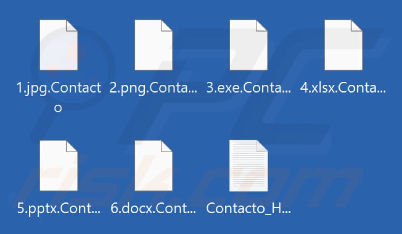 Pliki zaszyfrowane przez ransomware Contacto (rozszerzenie Contacto)
