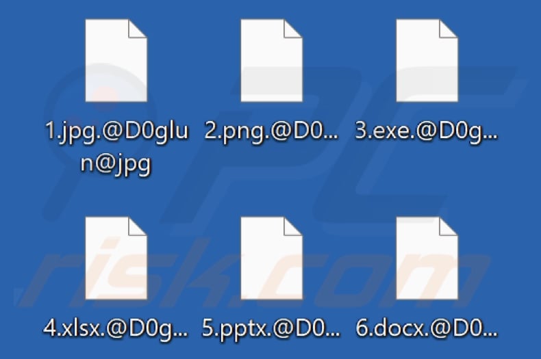 Pliki zaszyfrowane przez ransomware D0glun (rozszerzenie .@D0glun@[original_extension])