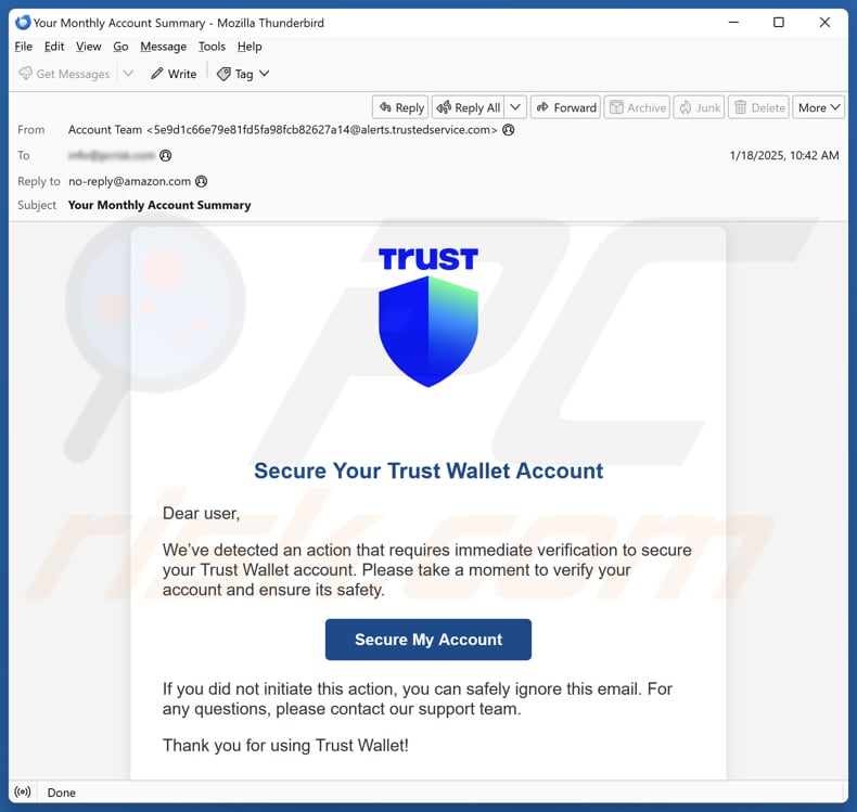 Secure Your Trust Wallet Account Kampania spamowa e-mail