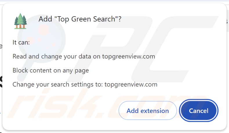 Top Green Search porywacz przeglądarki proszący o uprawnienia