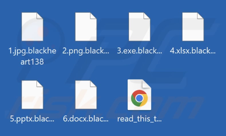 Pliki zaszyfrowane przez BlackHeart ransomware (rozszerzenie blackheart138)