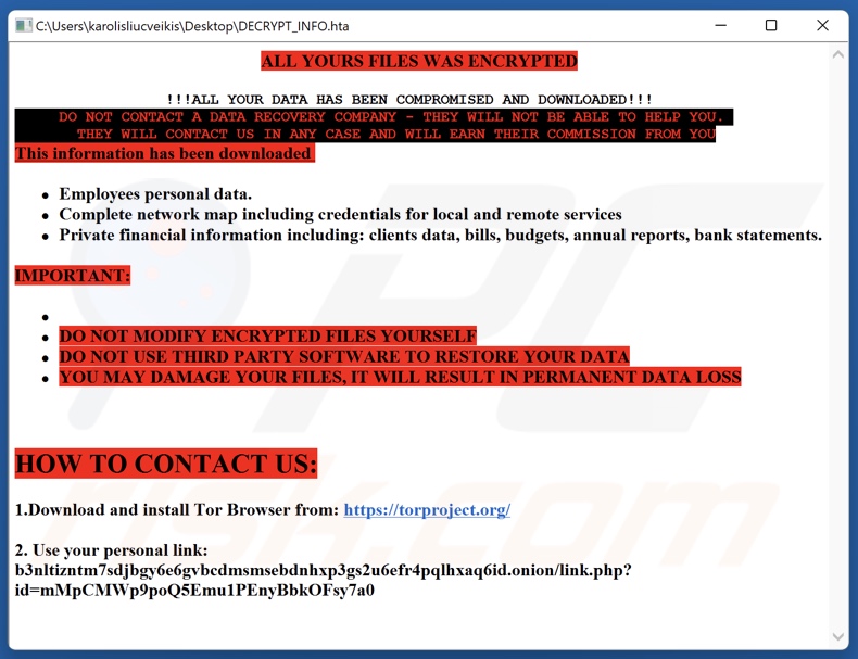 CmbLabs ransomware okup (DECRYPT_INFO.hta)