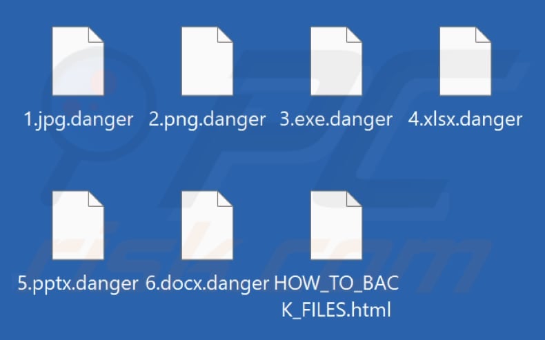 Pliki zaszyfrowane przez ransomware Danger (rozszerzenie .danger)