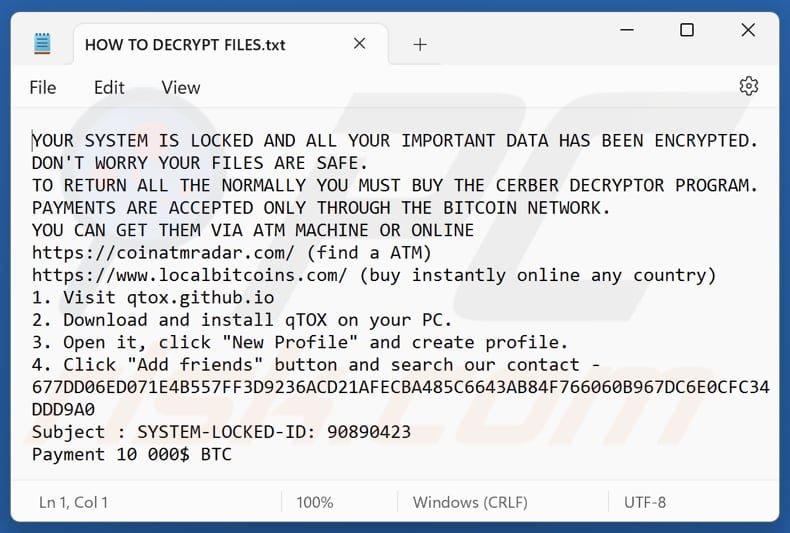 Hunters ransomware plik tekstowy (HOW TO DECRYPT FILES.txt)