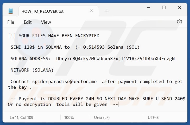 SpiderParadise ransomware plik tekstowy (HOW_TO_RECOVER.txt)