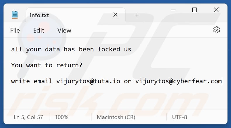 V  ransomware txt plik (info.txt)