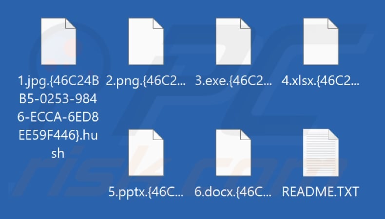 Pliki zaszyfrowane przez ransomware Hush (rozszerzenie .hush)
