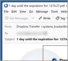 Oszustwo e-mailowe Dropbox - Your Transfer Expires