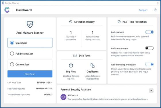 Antymalware Combo Cleaner (dla komputerów Windows)