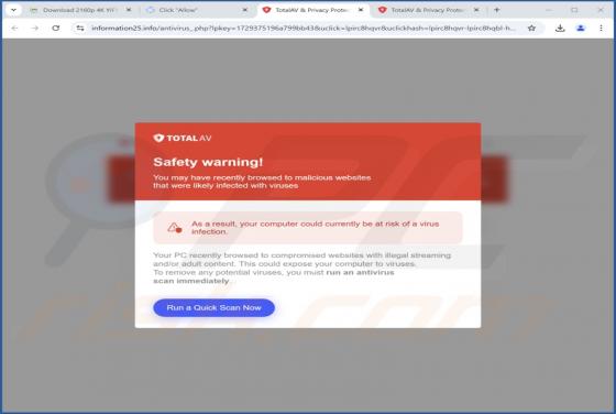 Safety Warning POP-UP Oszustwo