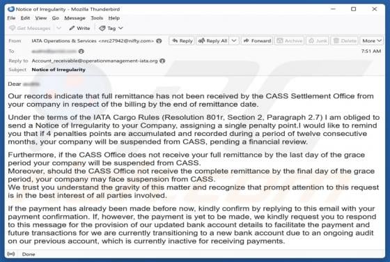 Oszustwo e-mailowe International Air Transport Association (IATA)