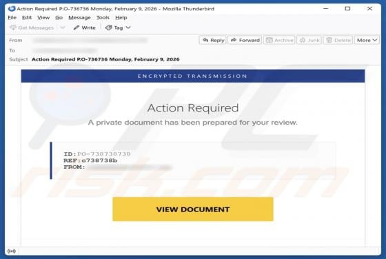 Oszustwo e-mailowe Private Document Has Been Prepared