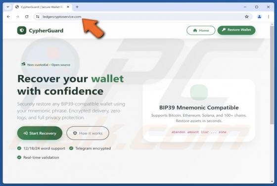 Fałszywy CypherGuard Cryptowallet Recovery Tool Oszustwo